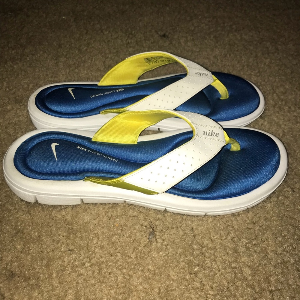 White and Blue Nike Sports Sandals